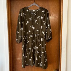 Melrose and Market Olive Green Floral Tiered Dress